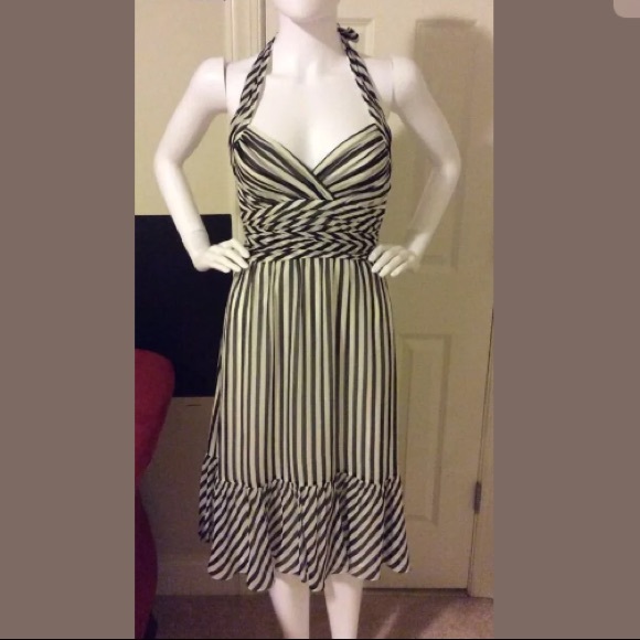 BCBG Dresses & Skirts - striped silk chiffon halter dress size 4 Small